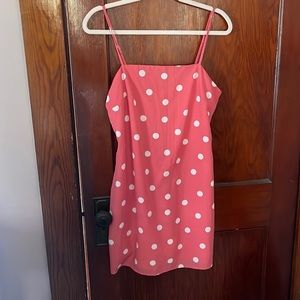 Pink Polka Dot Spaghetti Strap Dress